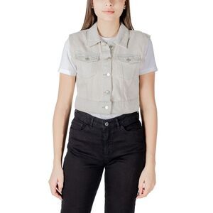 Only Light Blue Cotton Sleeveless Women's Jacket